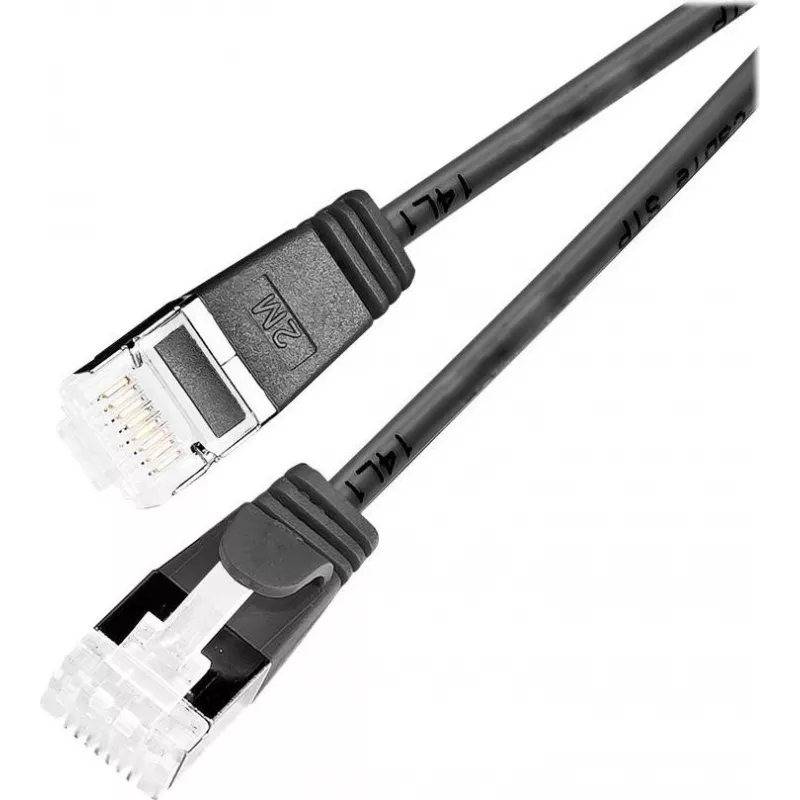 Wirewin Cat 6a U/FTP Slim Ethernet Patchkabel, RJ45, Schwarz, 2,0 m PKW-LIGHT-STP-K6A 2.0 SW
