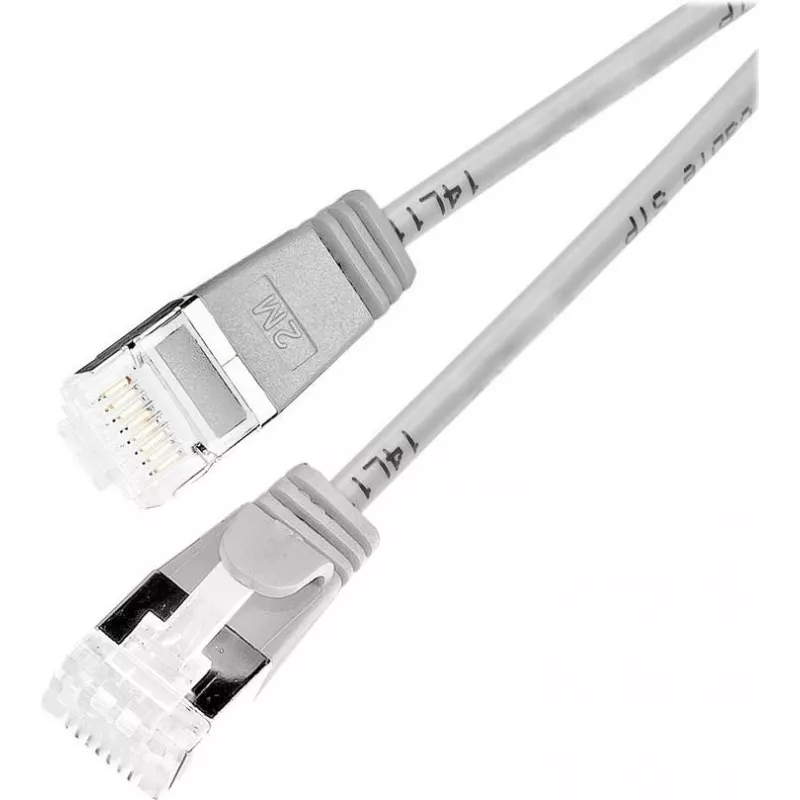 Wirewin PKW-LIGHT-STP-K6A 2.0 Cat 6a U/FTP Slim Rundes Patchkabel, 2,0 m, Grau, PoE, Flexibel