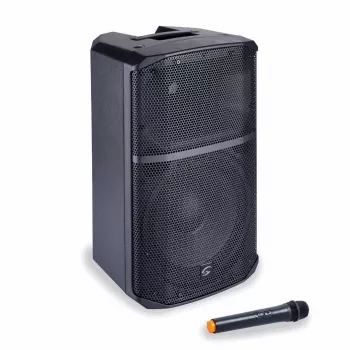 Soundsation Provibe 10AIR Aktiver 10-Zoll-2-Wege-PA-Lautsprecher mit Bluetooth und USB-MP3-Player, 300W RMS, Schwarz