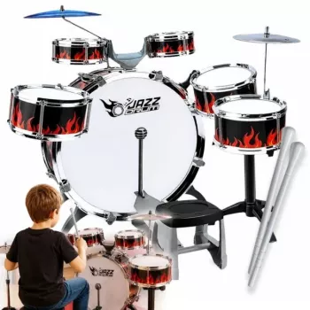 SUPRIMO K-DRUMS 2 großes Kinder-Schlagzeug mit 6 Trommeln, Rot/Schwarz