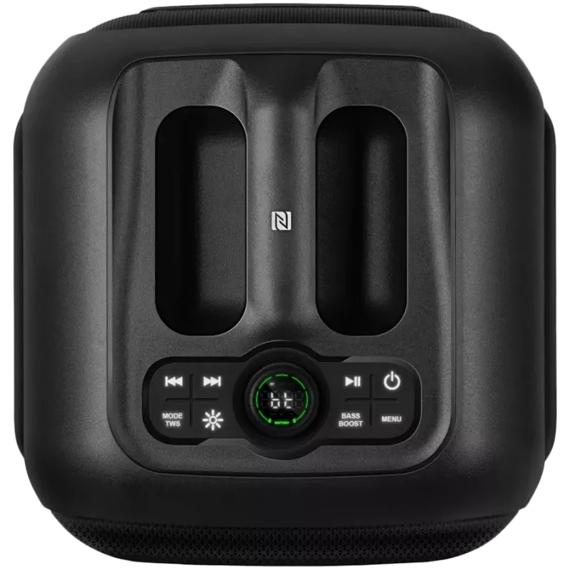 SVEN PS-880 Tragbarer Bluetooth-Lautsprecher, 110W RMS, TWS, FM, USB, microSD, LED-Display, Lithium-Akku, Schwarz