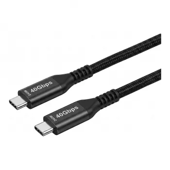 Synergy 21 USB 4.0 Kabel USB-C auf USB-C 1,5m Schwarz geflochtenes Textil 40Gbps 240W