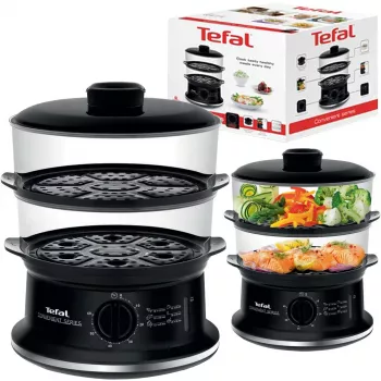 Tefal Convenient VC140135 Dampfgarer, 2 Körbe, 6 L, 900 W, Schwarz