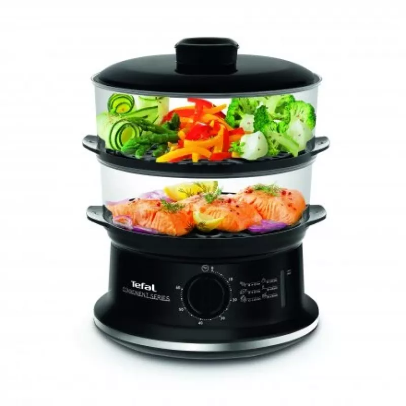 Tefal Convenient VC140135 Dampfgarer, 2 Körbe, 6 L, 900 W, Schwarz