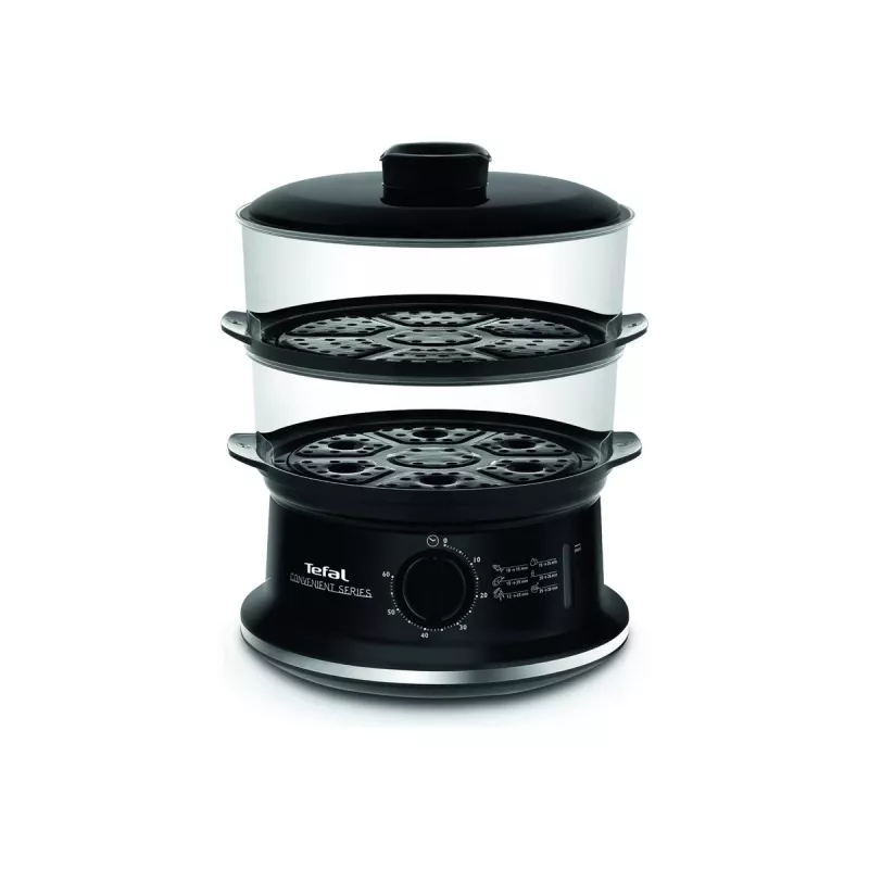 Tefal Convenient VC140135 Dampfgarer, 2 Körbe, 6 L, 900 W, Schwarz
