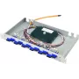 Telegärtner BASIS eco 1U 19 inch LWL-Patchpanel, 12x LC Duplex-Kupplungen, Phosphorbronze-Hülsen, 24x OM3 50/125µm Pigtails, 2m, Spleißbereit, Türkisfarbenes Kunststoffgehäuse