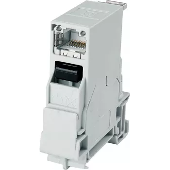 Telegärtner STX Hutschienen-Montage RJ45 Cat.6A geschirmtes Modul, Lichtgrau