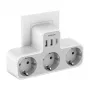 TESSAN Wandsteckdose TS-323-DE-C mit 3 AC-Steckdosen und 3 USB-A-Anschlüssen, 16A, 3680W, Weiß