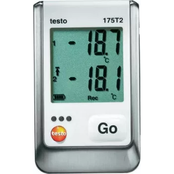 TESTO 175 T2 Temperaturdatenlogger, 2-Kanal NTC, 1 Million Messwerte, -35 bis +55 °C intern, -40 bis +120 °C extern, IP65, USB-Schnittstelle, LCD-Display 0572 1752