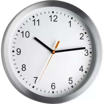 TFA Dostmann 98.1045 Funk-Wanduhr – Silberner Rahmen, Weißes Zifferblatt, 30 cm