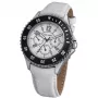 TIME FORCE Damen TF3300L02 40mm Analog Quarzuhr Weißes Lederarmband