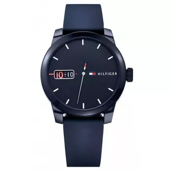 Tommy Hilfiger Herren 1791381 Analog Quarzuhr 42mm Blaues Zifferblatt Braunes Leder