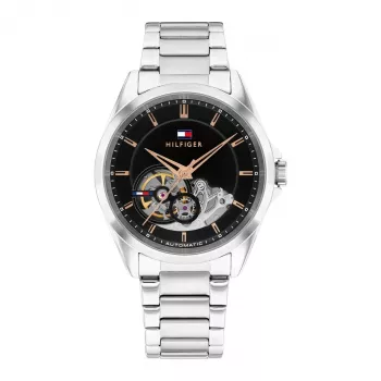 Tommy Hilfiger Herrenuhr 1710718 39mm blaues Zifferblatt braunes Lederarmband