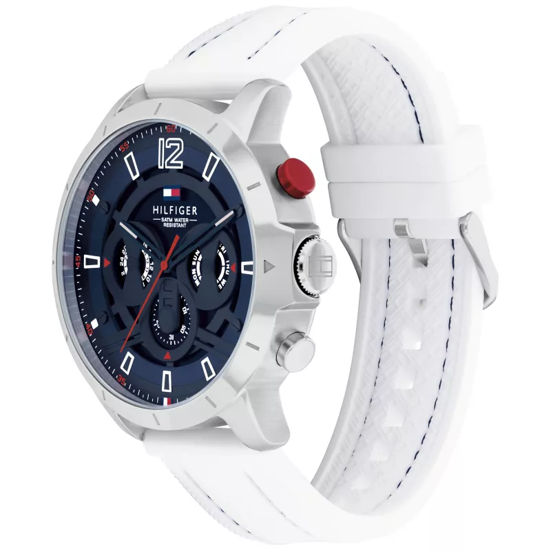 Tommy Hilfiger Herrenuhr 1792148 46mm Edelstahl Blaues Zifferblatt