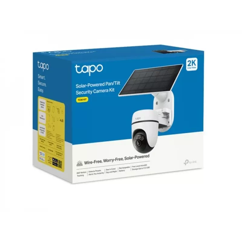 TP-Link Tapo TC90 KIT solarbetriebenes schwenk-/neigbares Outdoor-Überwachungskamera-Set, 2304 x 1296
