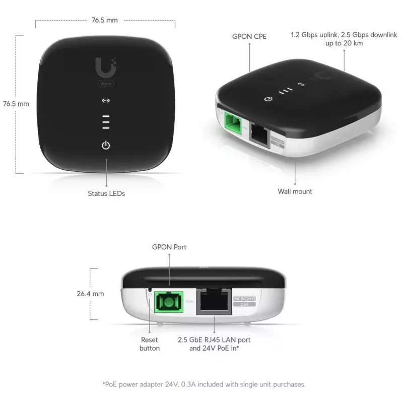 UBIQUITI WAVE-FIBER-ONU-20 GPON ONT 2,5 Gbps bis 20 km, 20er-Pack