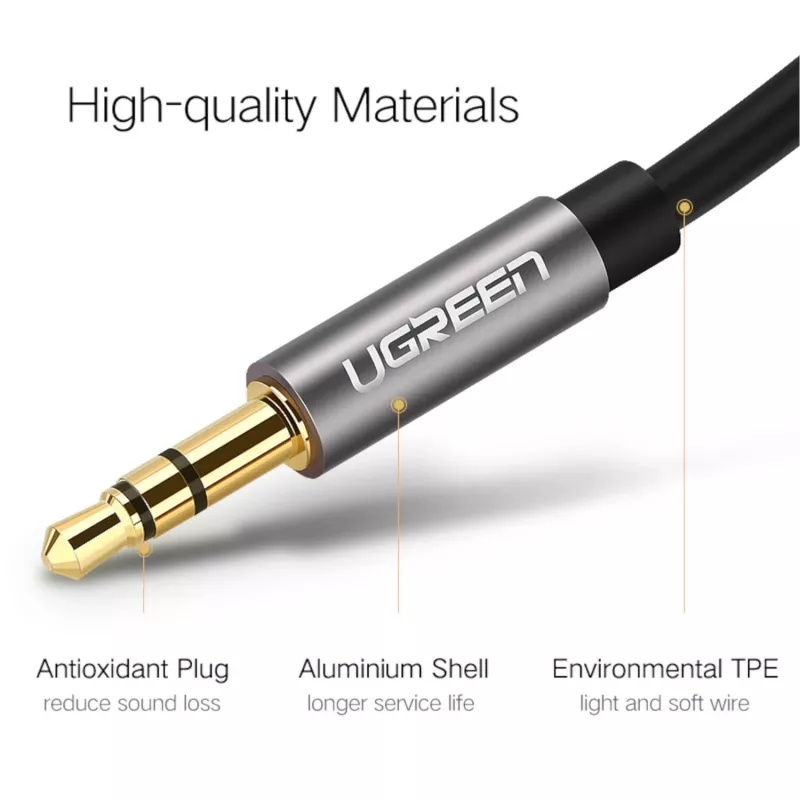 UGREEN AV119 3,5 mm Aux-Kabel, 0,5 m, Silber