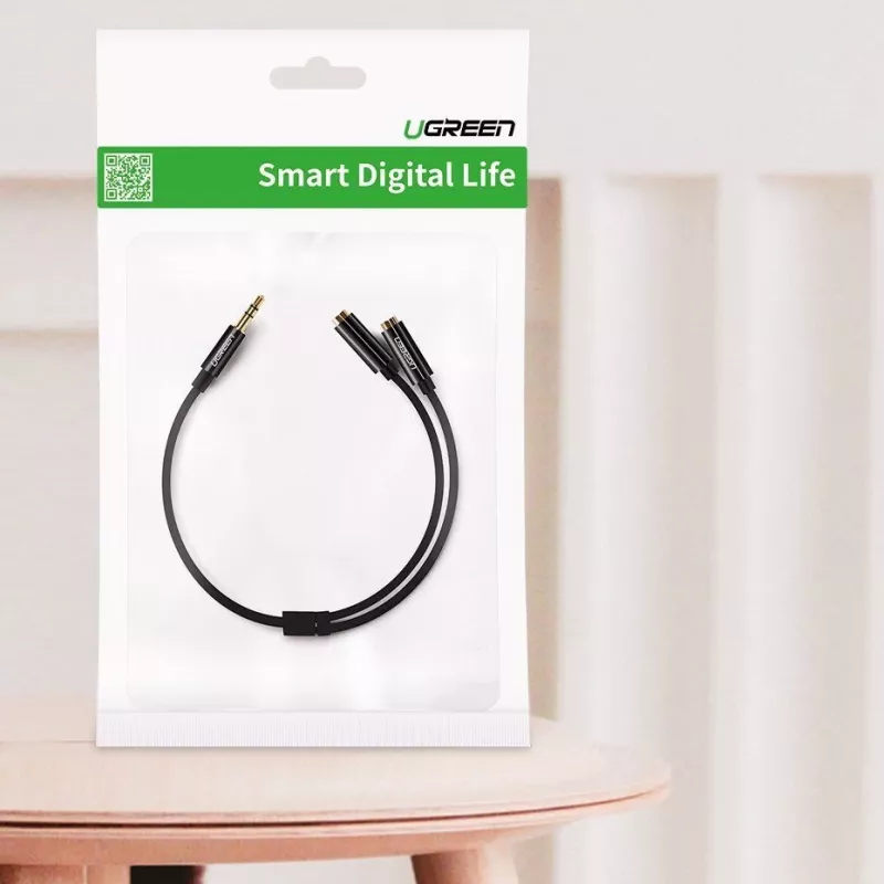 UGREEN 3,5mm Kopfhörer-Splitterkabel AUX Y-Splitter 25cm Schwarz (20816)