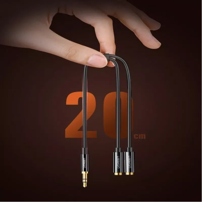 UGREEN 3,5mm Kopfhörer-Splitterkabel AUX Y-Splitter 25cm Schwarz (20816)