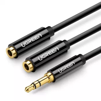 UGREEN 3,5mm Kopfhörer-Splitterkabel AUX Y-Splitter 25cm Schwarz (20816)