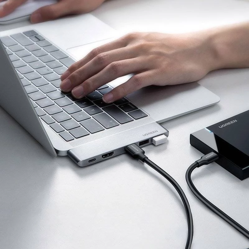 UGREEN 60559 5-in-2 USB-C-Hub für MacBook Pro/Air, USB-C PD 100W, HDMI 4K, 3x USB 3.0
