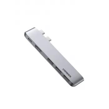 UGREEN 60559 5-in-2 USB-C-Hub für MacBook Pro/Air, USB-C PD 100W, HDMI 4K, 3x USB 3.0