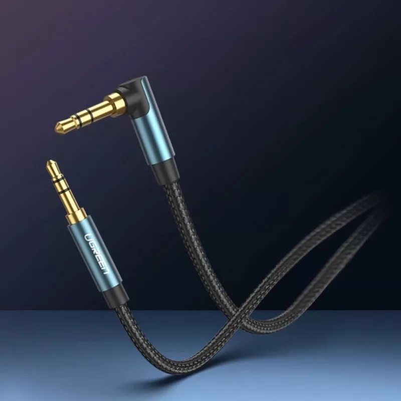 UGREEN Angled AUX Cable 2 x Mini Jack 3,5 mm 1,5m Blau (AV112)
