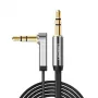 UGREEN AV119 rechtwinkliges 3,5-mm-Flach-Aux-Kabel 1,5 m - Schwarz/Silber