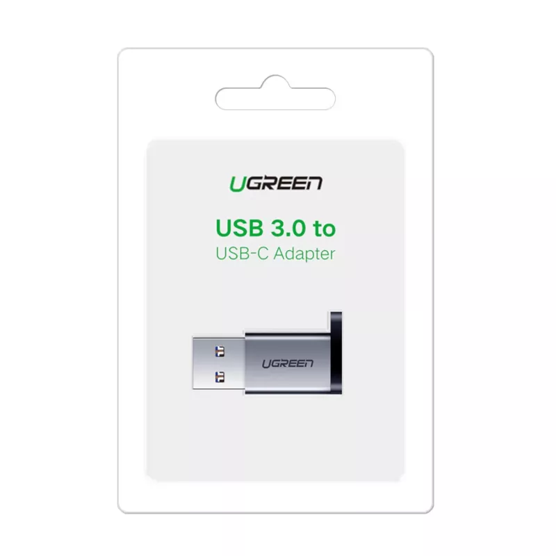 UGREEN USB 3.0 Stecker auf Typ-C 3.1 Buchse Adapter, Datenübertragung und Laden, Space Gray