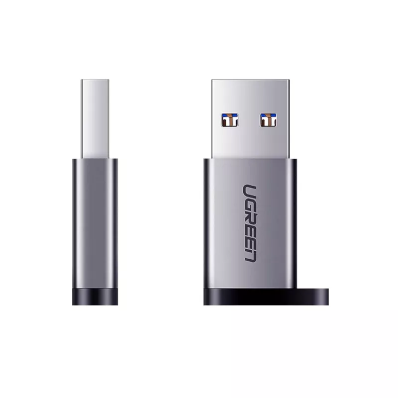UGREEN USB 3.0 Stecker auf Typ-C 3.1 Buchse Adapter, Datenübertragung und Laden, Space Gray
