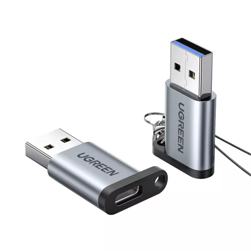 UGREEN USB 3.0 Stecker auf Typ-C 3.1 Buchse Adapter, Datenübertragung und Laden, Space Gray