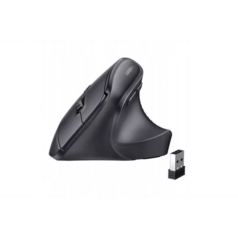 UGREEN Kabellose vertikale Maus, 2,4 GHz / Bluetooth 5.4, einstellbare DPI, Schwarz