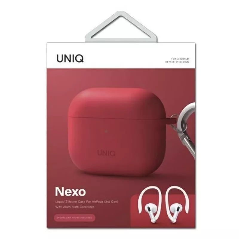 Uniq Nexo Case für AirPods 3 + Silikon-Ohrhaken - Rot