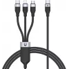 UNITEK 3-in-1 USB-A auf Lightning, USB-C, Micro USB Nylon-Geflecht-Ladekabel 1,5 m Schwarz