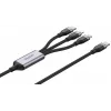 UNITEK 3-in-1 USB-A auf Lightning, USB-C, Micro USB Nylon-Geflecht-Ladekabel 1,5 m Schwarz