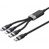 UNITEK 3-in-1 USB-A auf Lightning, USB-C, Micro USB Nylon-Geflecht-Ladekabel 1,5 m Schwarz