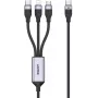 UNITEK 3-in-1 USB-A auf Lightning, USB-C, Micro USB Nylon-Geflecht-Ladekabel 1,5 m Schwarz