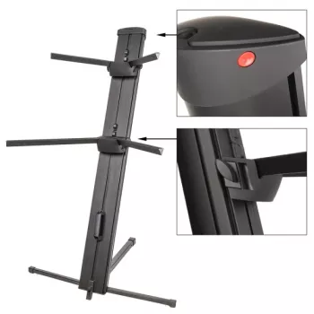 V-TONE DELUXE K2 doppelt verstrebter X-förmiger Keyboardständer, höhenverstellbar 650–980 mm, 65 kg Belastung, Schwarz