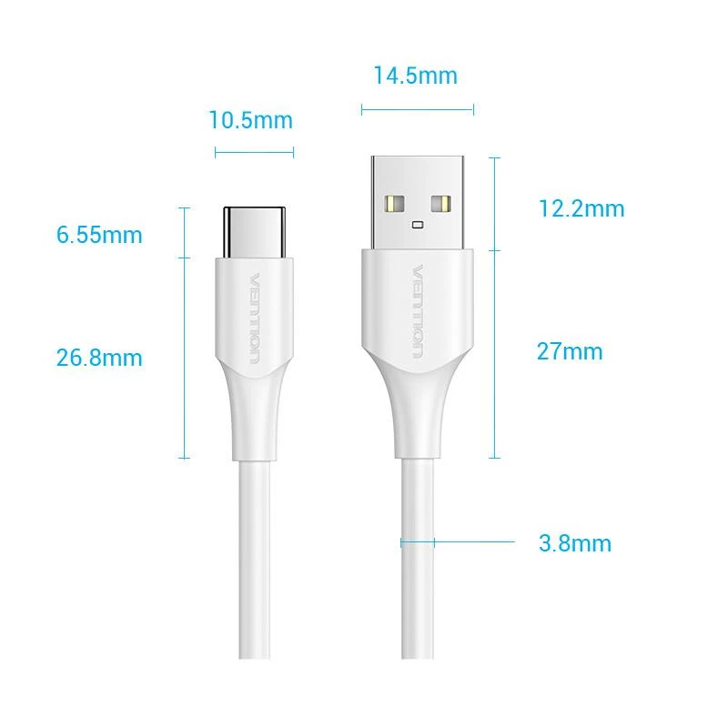 VENTION CTHWH USB-C auf USB 2.0 Kabel 2m Weiß