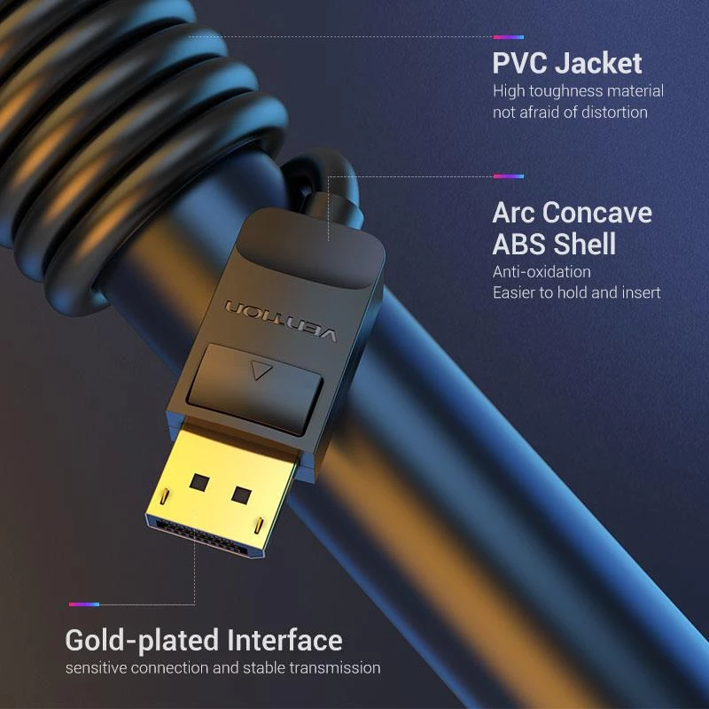 VENTION HACBF DisplayPort-Kabel 1m Schwarz