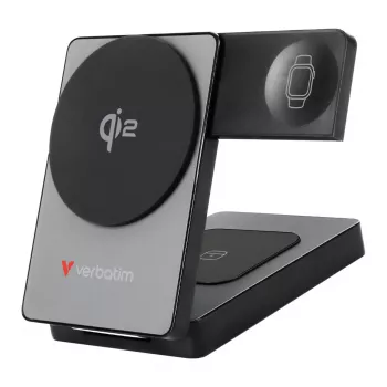 Verbatim Faltbare magnetische 3-in-1-Wireless-Powerbank 5000 mAh, Grau, 32294