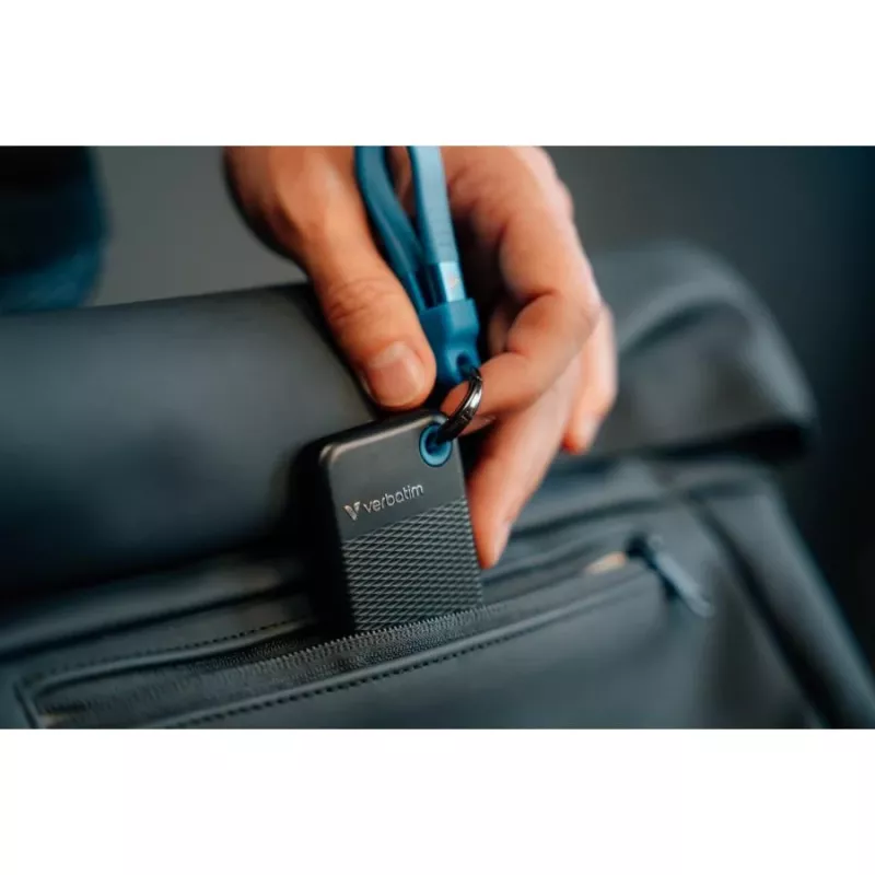 Verbatim Pocket SSD 256GB USB 3.2 Gen 2 Type-C Externe Solid-State-Festplatte, Schwarz/Blau 32416