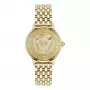 VERSACE V-Circle Unisex Schweizer Quarzuhr 38mm Edelstahl Schwarzes Zifferblatt Lederarmband VE6F00623
