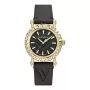 Versace V-Circle Damen Swiss Quarz Uhr VE6D00223 40mm Schwarzes Zifferblatt Lederarmband