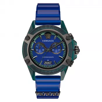 Versace V-Extreme Pro Herren Swiss Quarz Uhr VEZ701122 44mm Schwarzes Zifferblatt Lederarmband