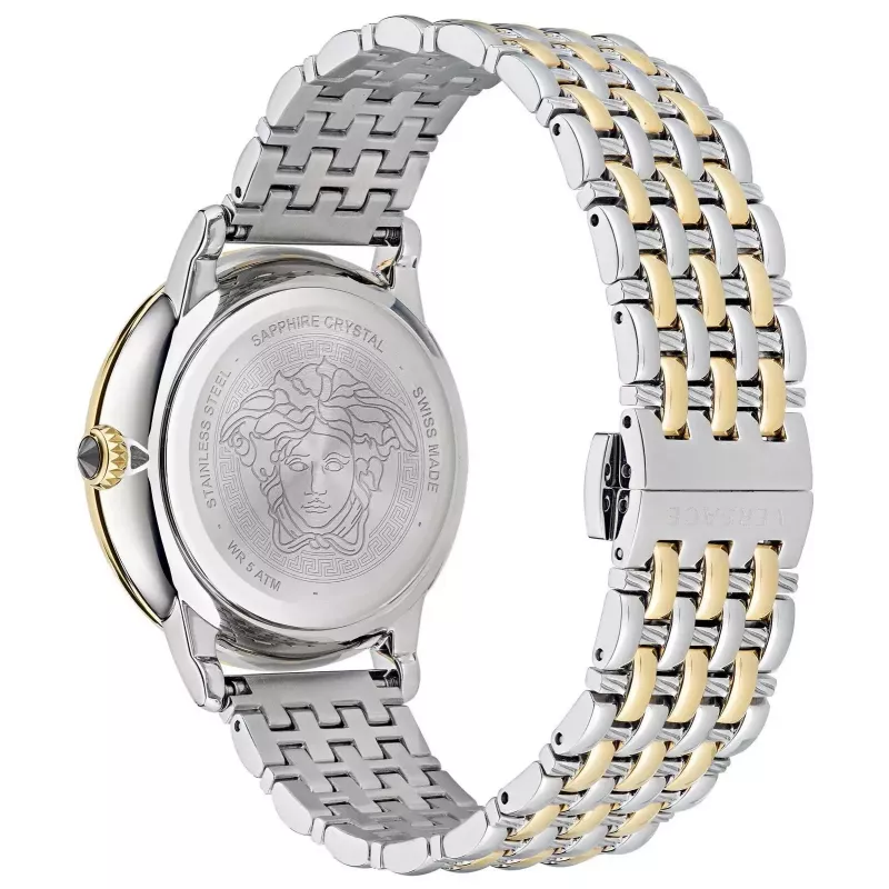 VERSACE VE6F00423 Unisex Schweizer Quarzuhr 38mm Schwarzes Zifferblatt Lederarmband