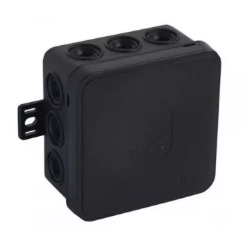 VIPLAST V5 Klik Aufputz-Leerdose, 12 Kabeleinführungen, IP54, Schwarz, 75x75x41 mm, 035-05