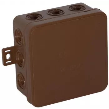 VIPLAST V6 Click Aufputz-Abzweigdose, 12 Kabeleinführungen, IP54, Braun, 85x85x41 mm, Leergehäuse (036-02)