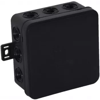VIPLAST V6 Klik Aufputz-Abzweigdose, 12 Kabeleinführungen, IP54, Schwarz, 85x85x41 mm, leer