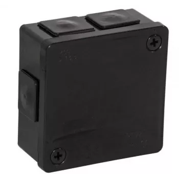 VIPLAST VP-22 Aufputz-Abzweigdose mit Klemmen, 6 Kabeleinführungen, IP55, Schwarz, 86x86x40 mm